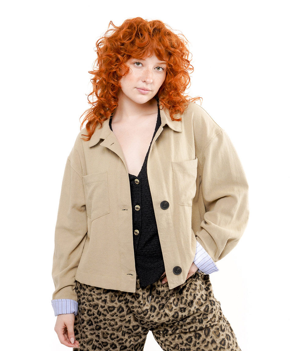 Chaqueta mujer lino triple bot&oacute;n