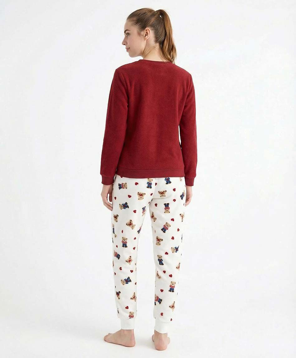 Pijama mujer polar ositos y corazones