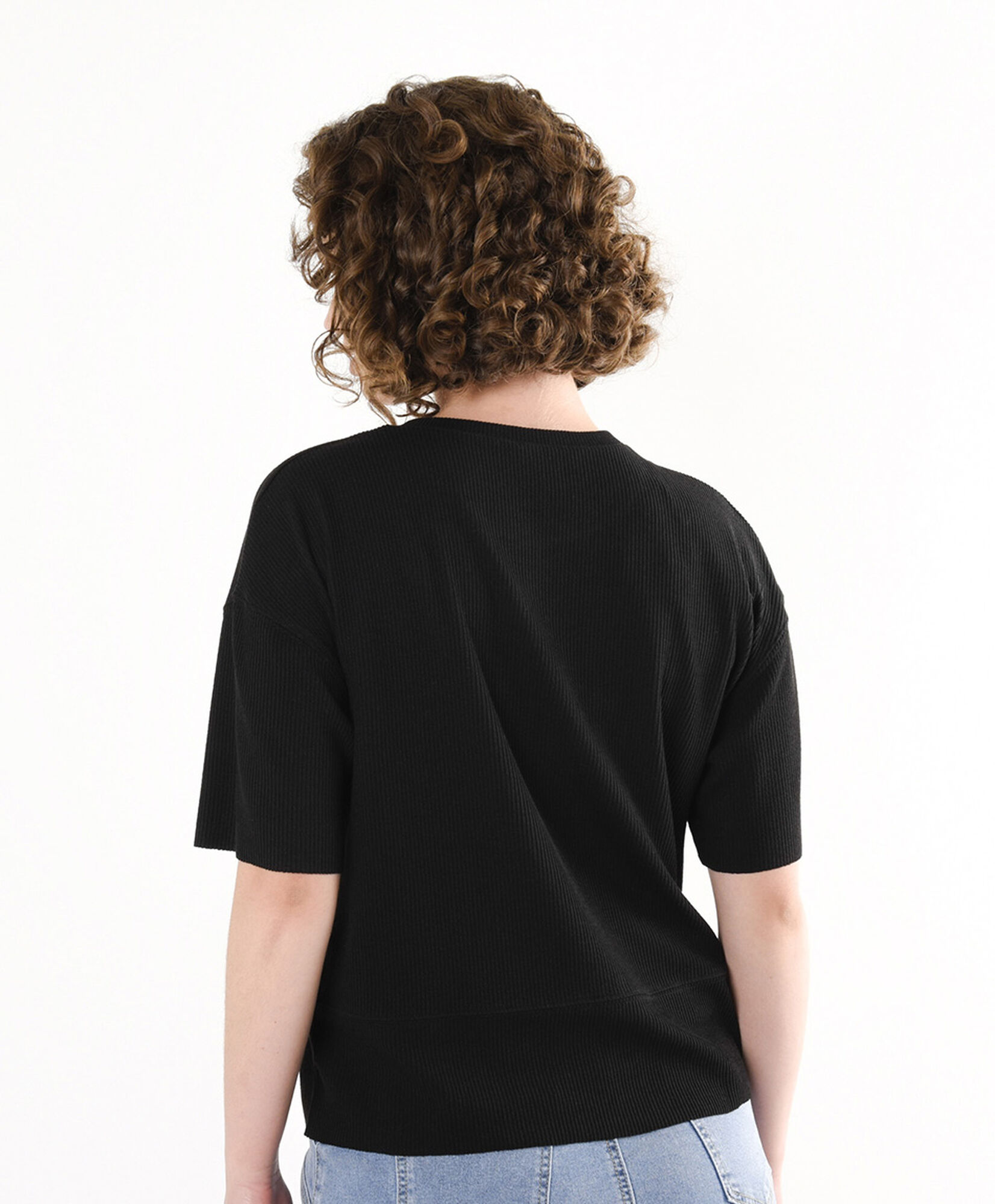 Polera mujer acanalada negra Polera mujer acanalada negra