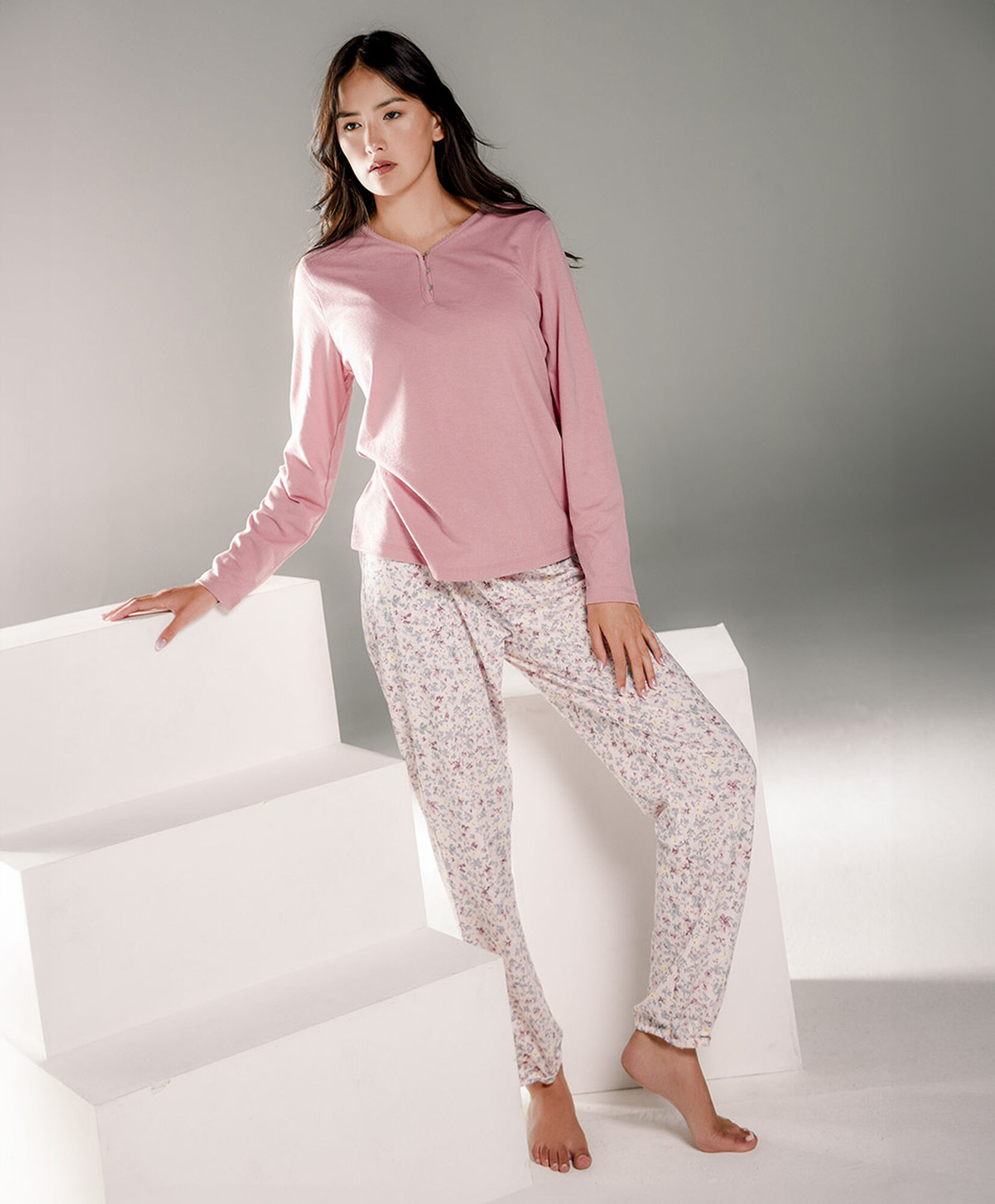 Pijama mujer botones y estampado pink Pijama mujer botones y estampado pink