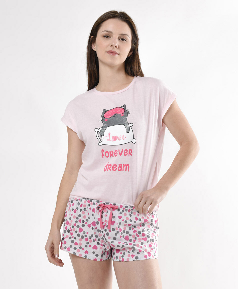 Pijama mujer gato 2 piezas