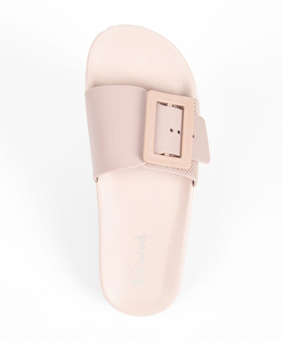 Sandalia mujer hebilla rosada