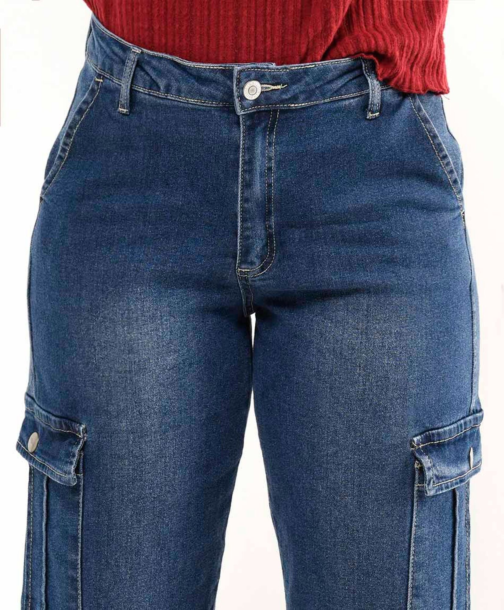 Jeans mujer cargo botón Jeans mujer cargo botón