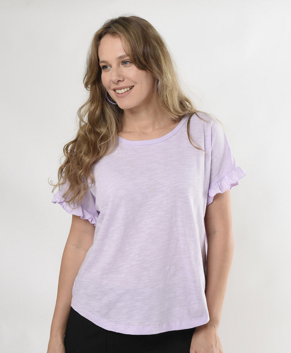 Polera mujer jaspeada vuelos oversize