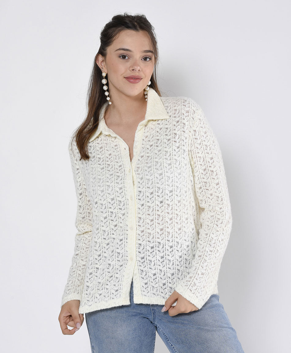 Blusa mujer encaje hojas