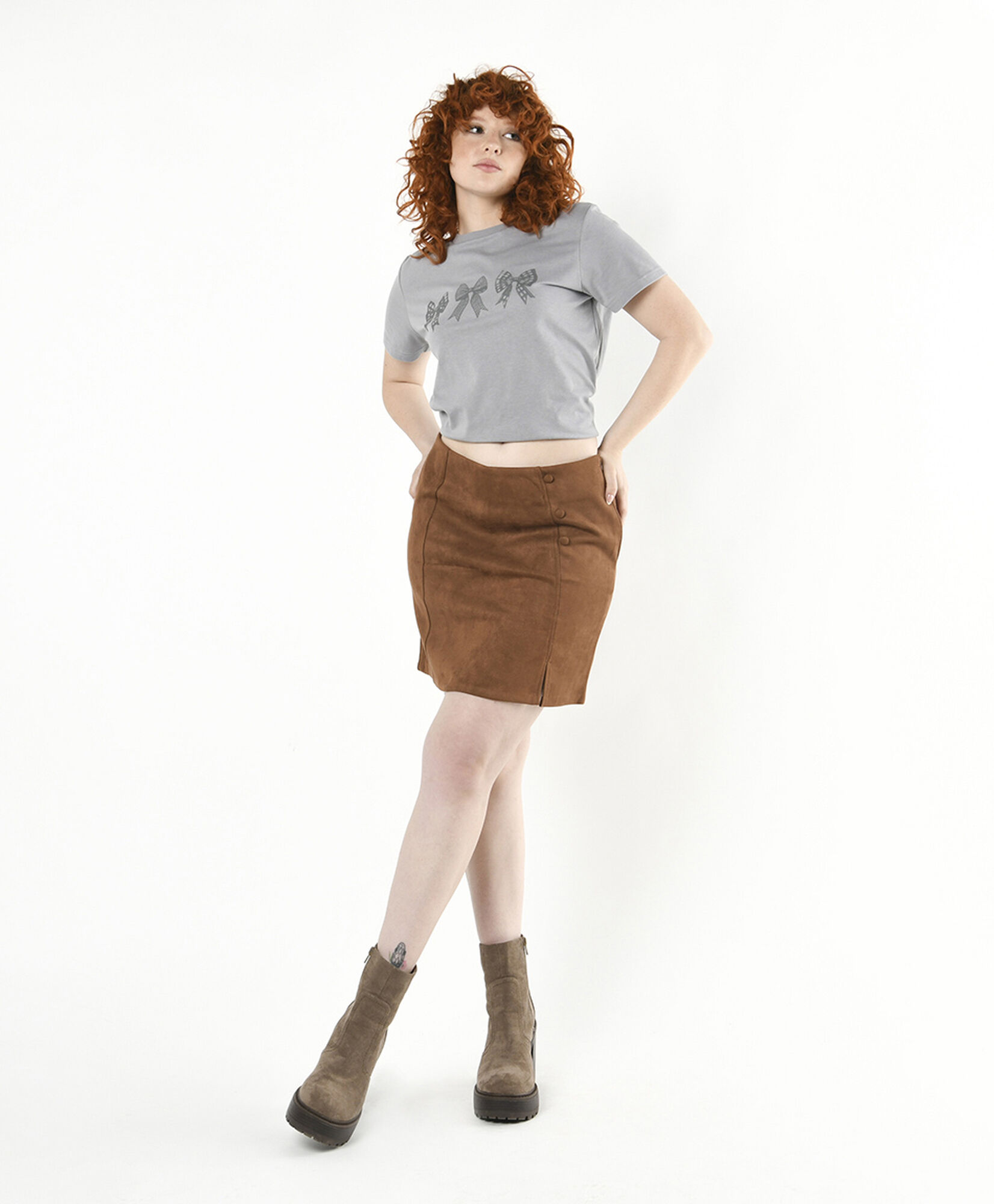 Mini falda mujer suede café Mini falda mujer suede café