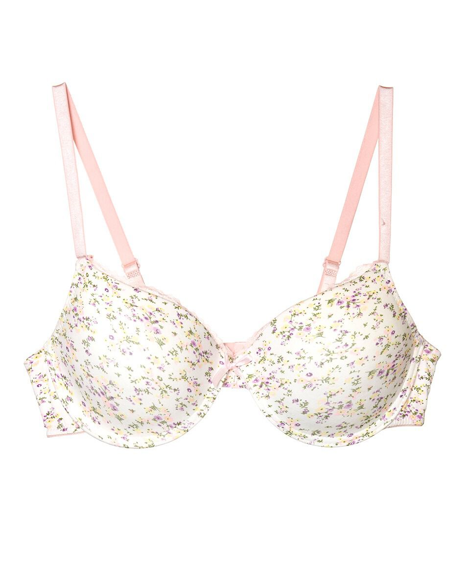 Sost&eacute;n mujer florecitas y puntos escote en v