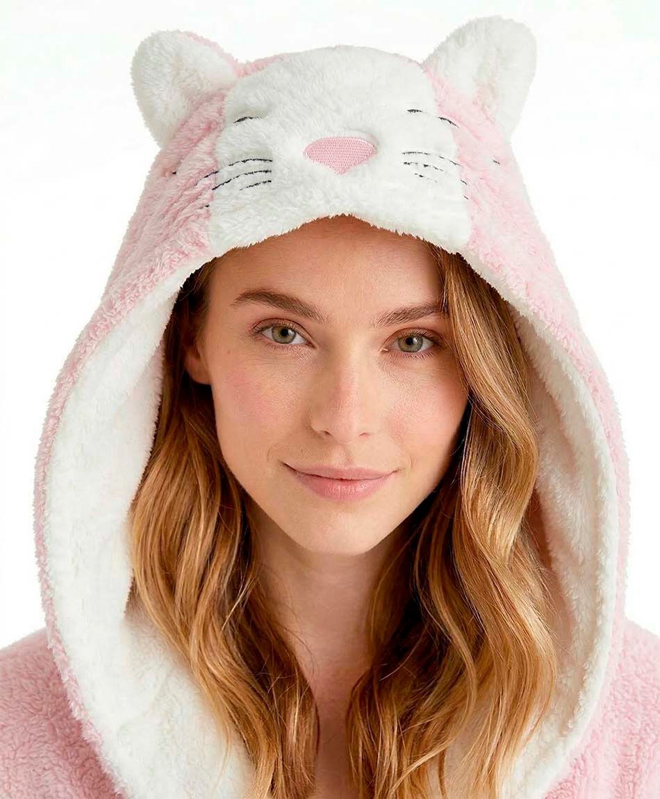 Bata mujer gato rosado