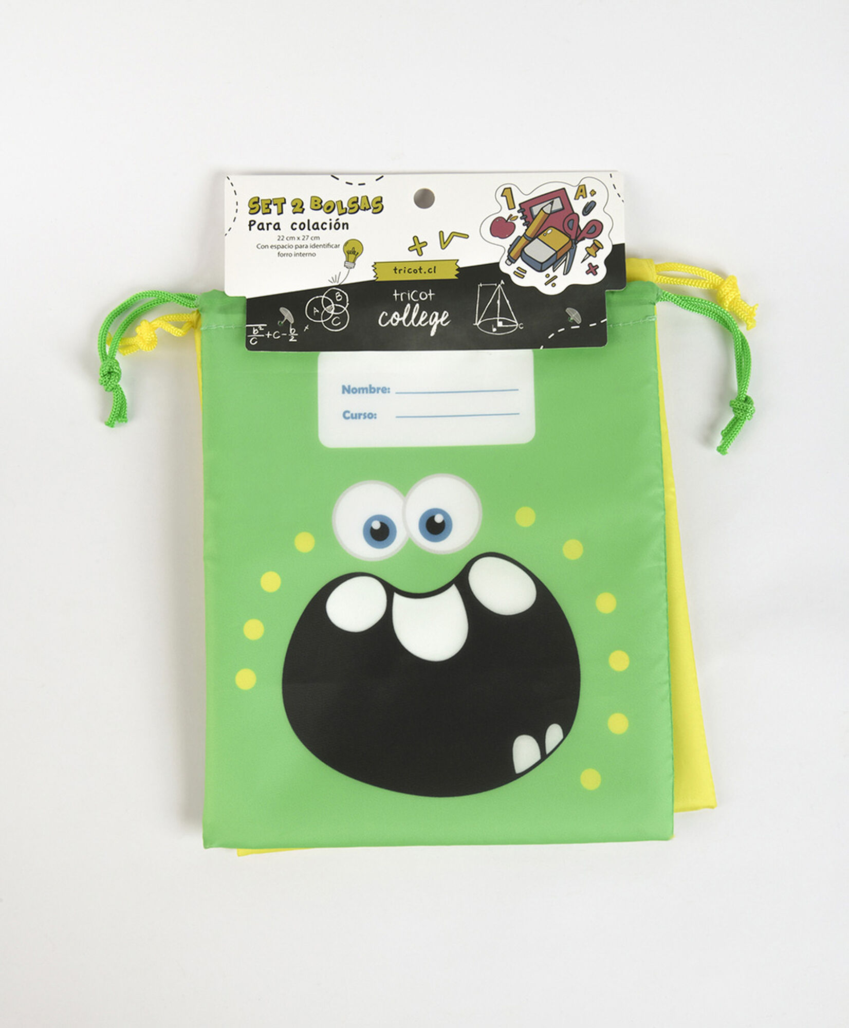 Set 2 bolsas colación escolar caritas Set 2 bolsas colación escolar caritas