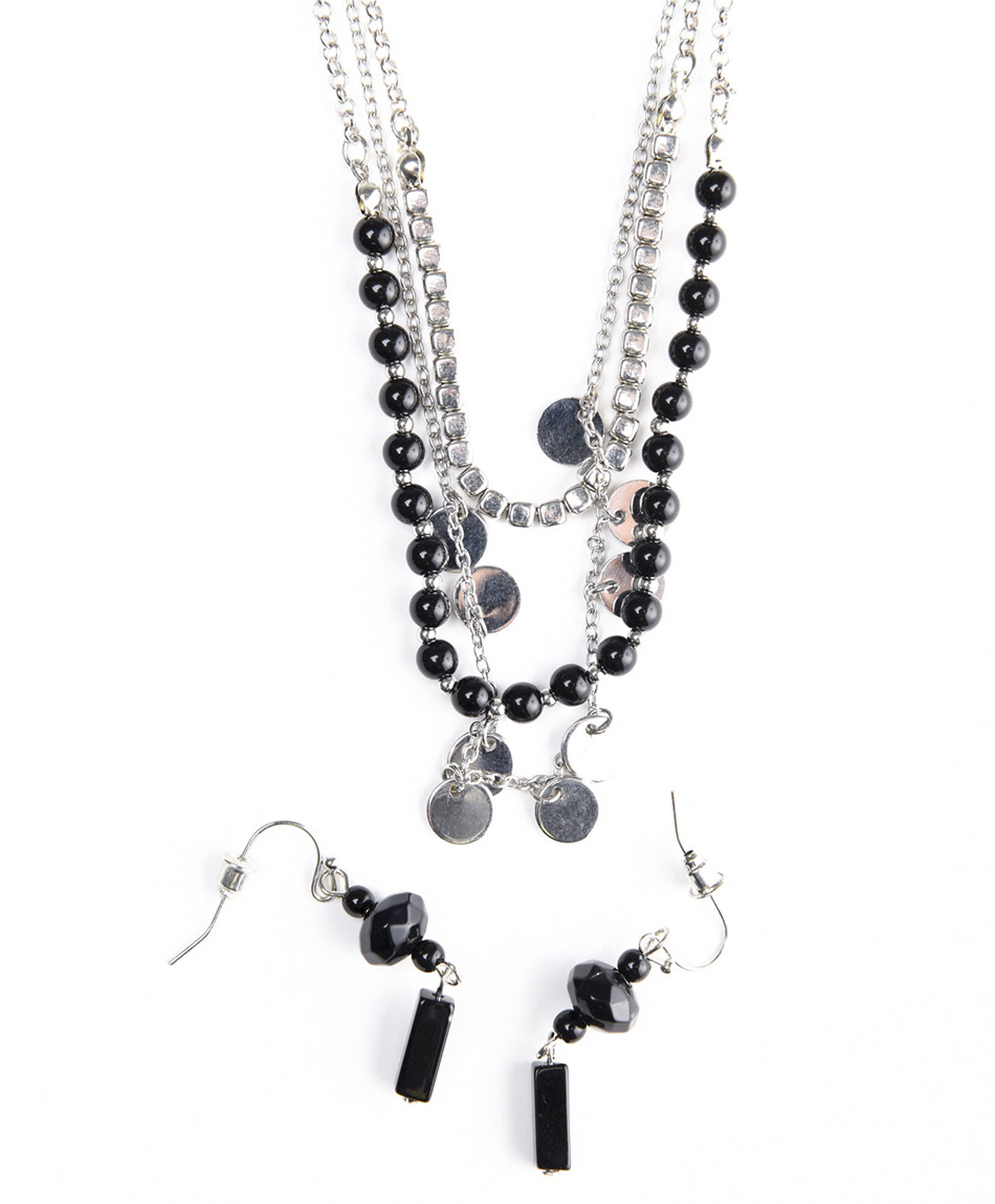 Set aros + collar mujer negro Set aros + collar mujer negro