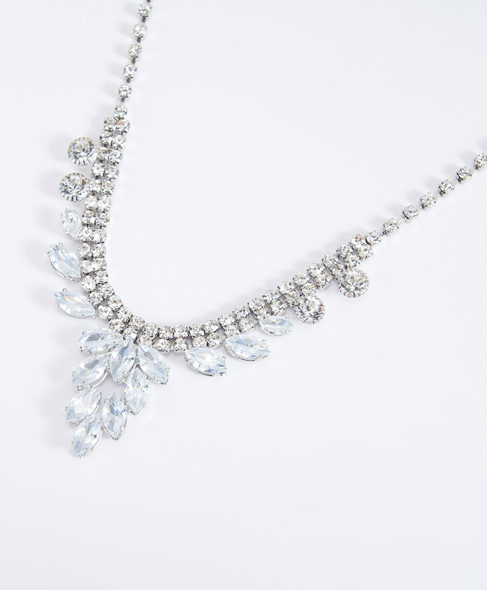 Set collar + aros mujer piedras brillantes