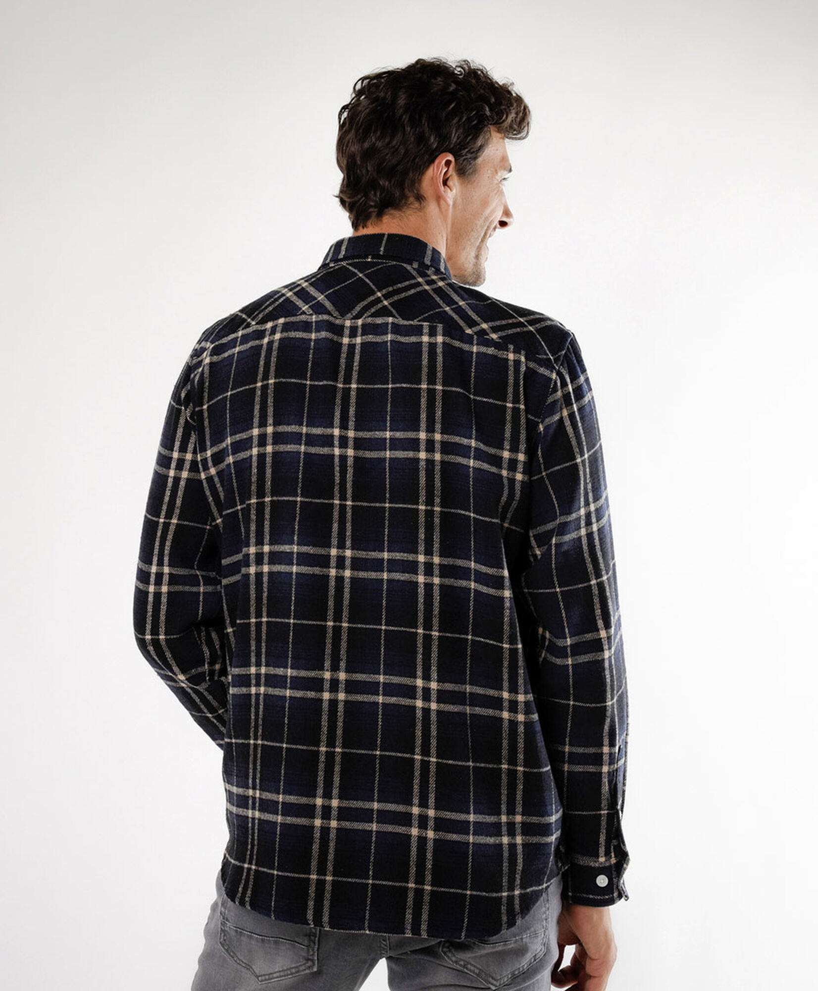 Camisa hombre franela cuadrille azul Camisa hombre franela cuadrille azul