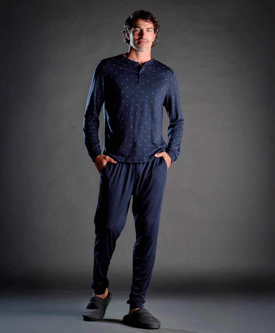 Pijama hombre c&iacute;rculos en contraste