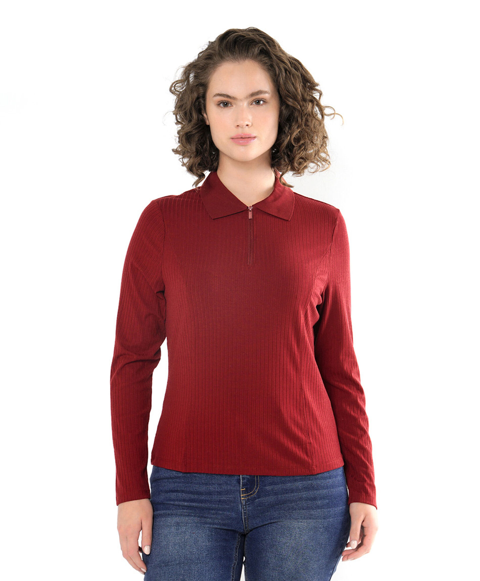 Polera mujer cierre en cuello Polera mujer cierre en cuello