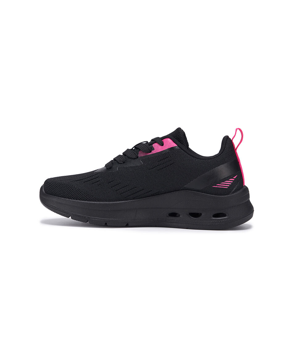 Zapatilla deportiva mujer negra fucsia