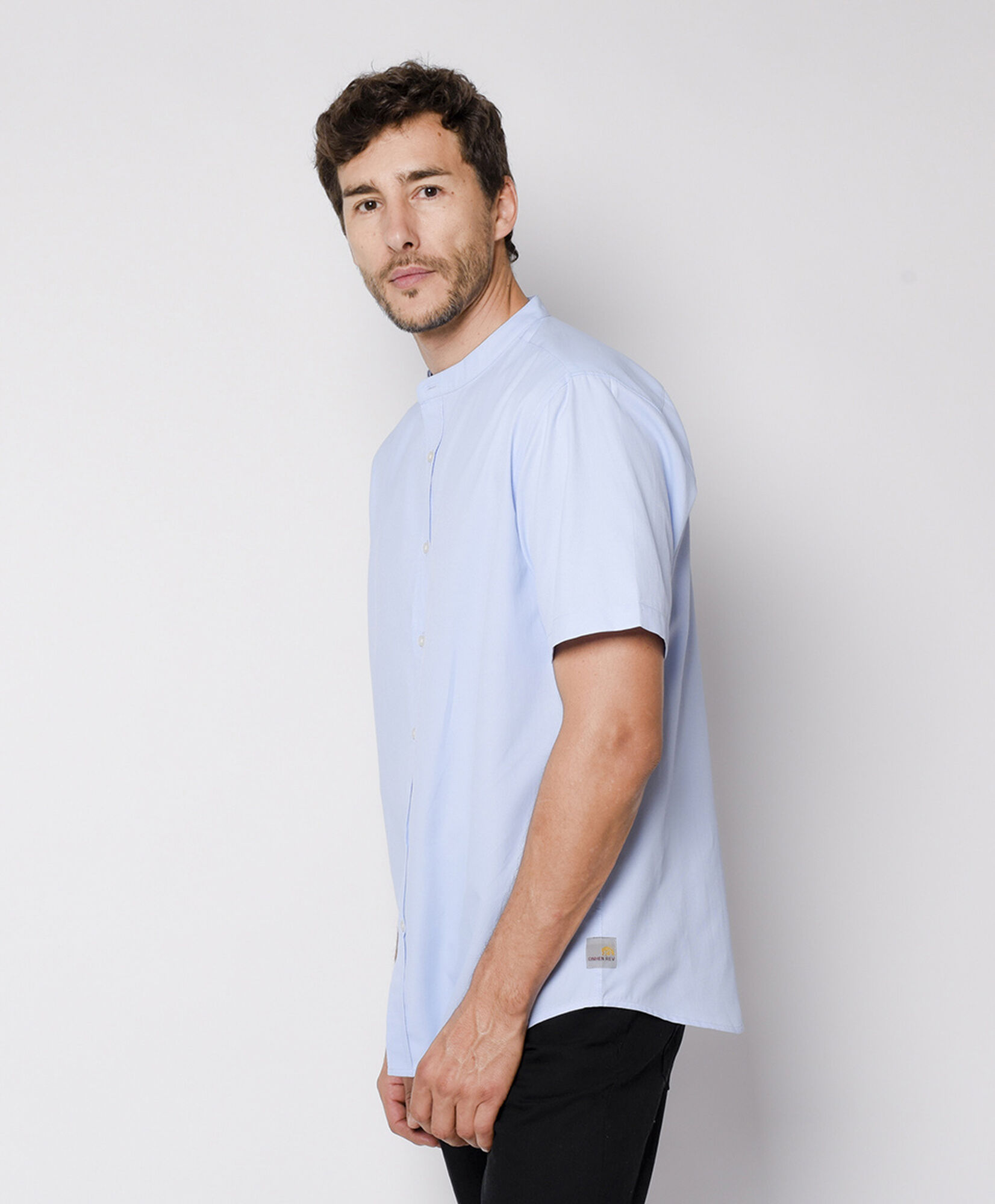 Camisa hombre celeste cuello mao Camisa hombre celeste cuello mao