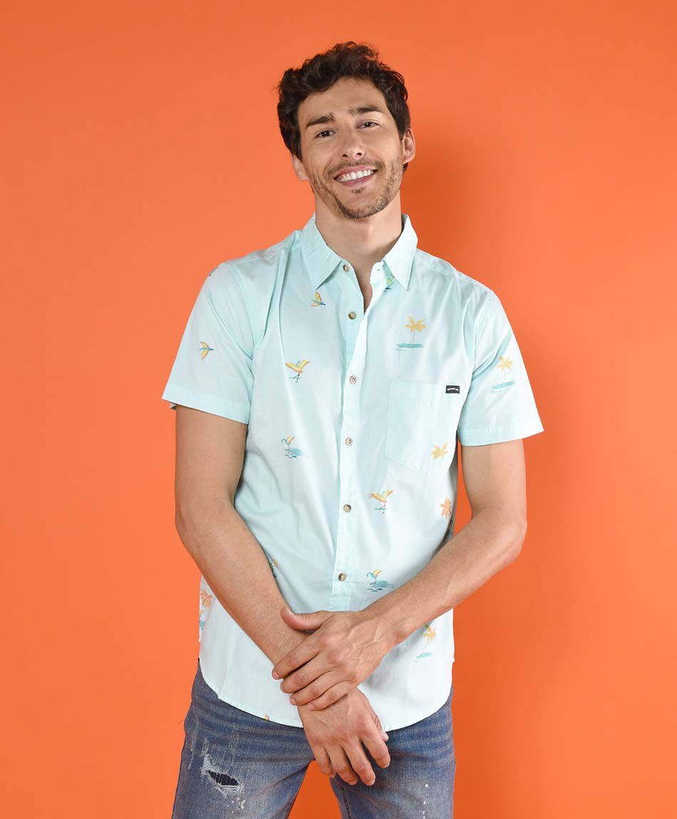 Camisa estampada manga corta