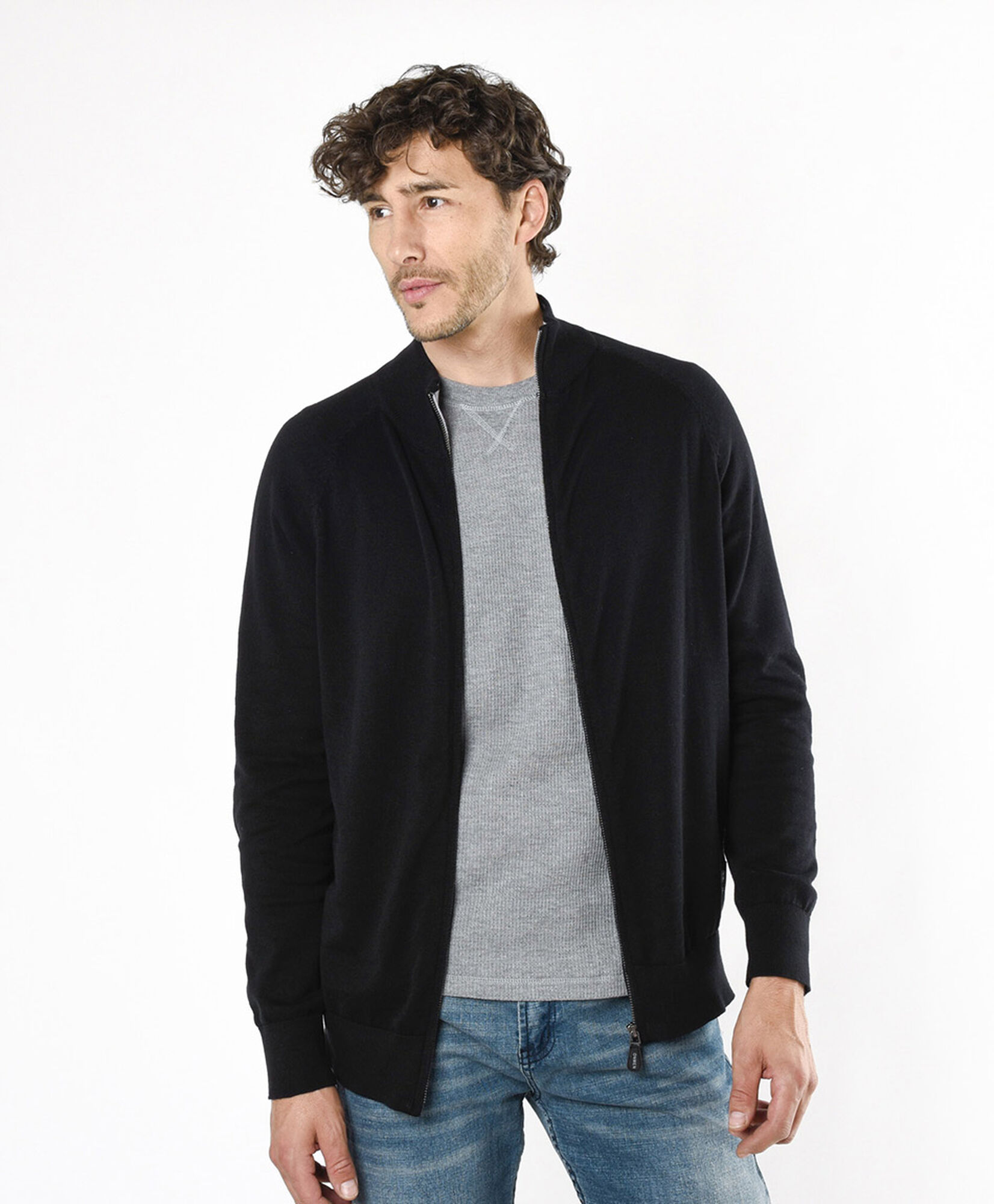 Sweater hombre liso negro cierre Sweater hombre liso negro cierre