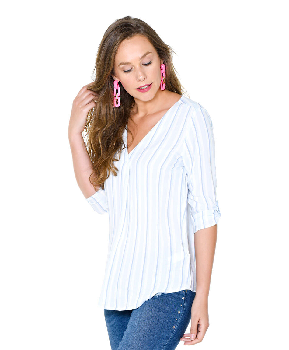 Blusa listada  cuello v