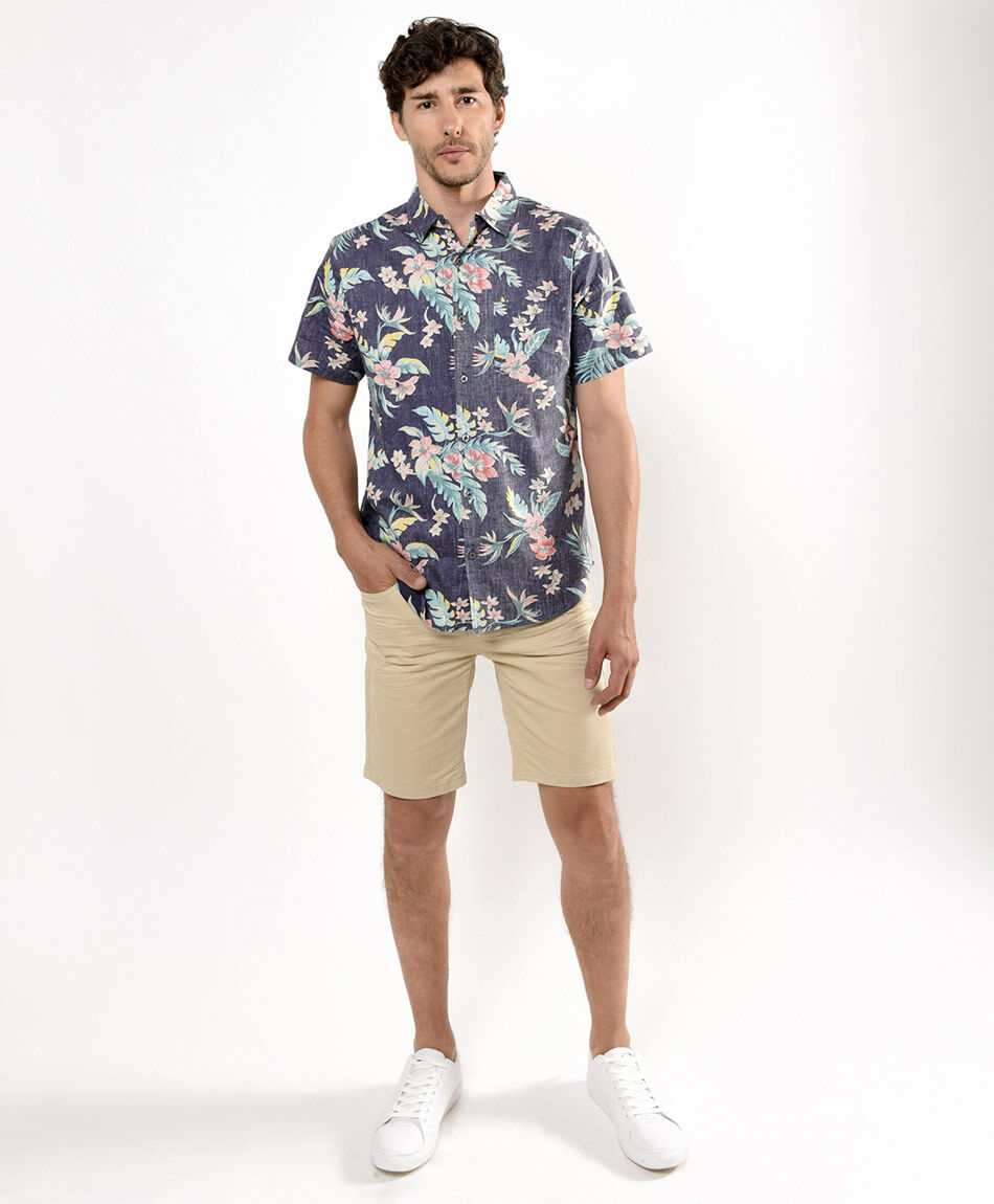 Camisa hombre floreada desgastada