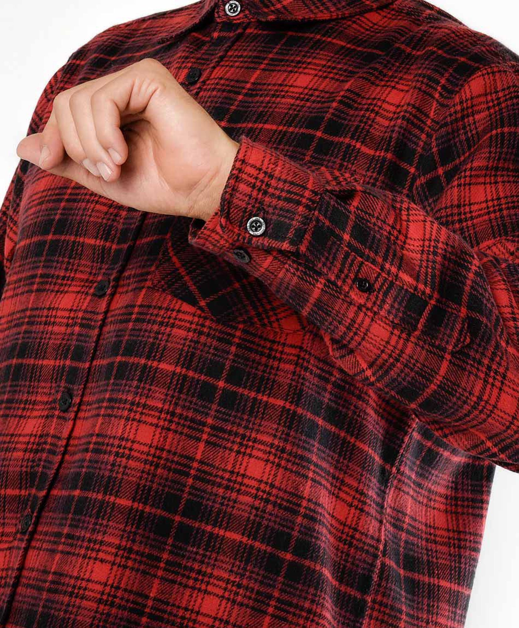 Camisa hombre franela cuadrille rojo y negro Camisa hombre franela cuadrille rojo y negro