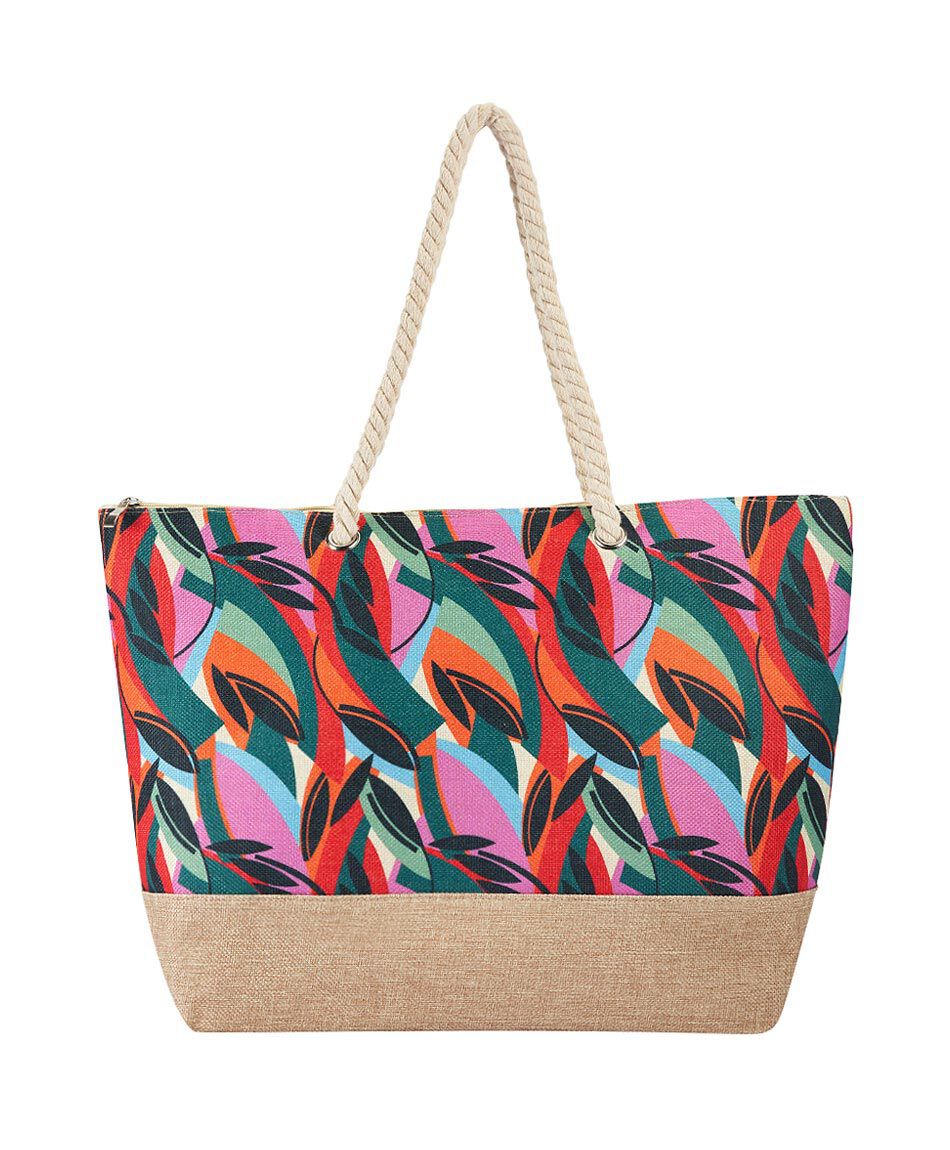 Bolso playa mujer hojas