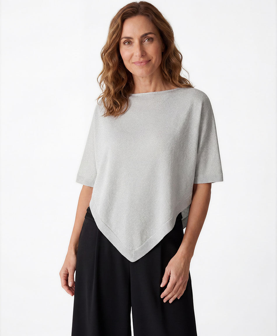 Poncho mujer b&aacute;sico grey