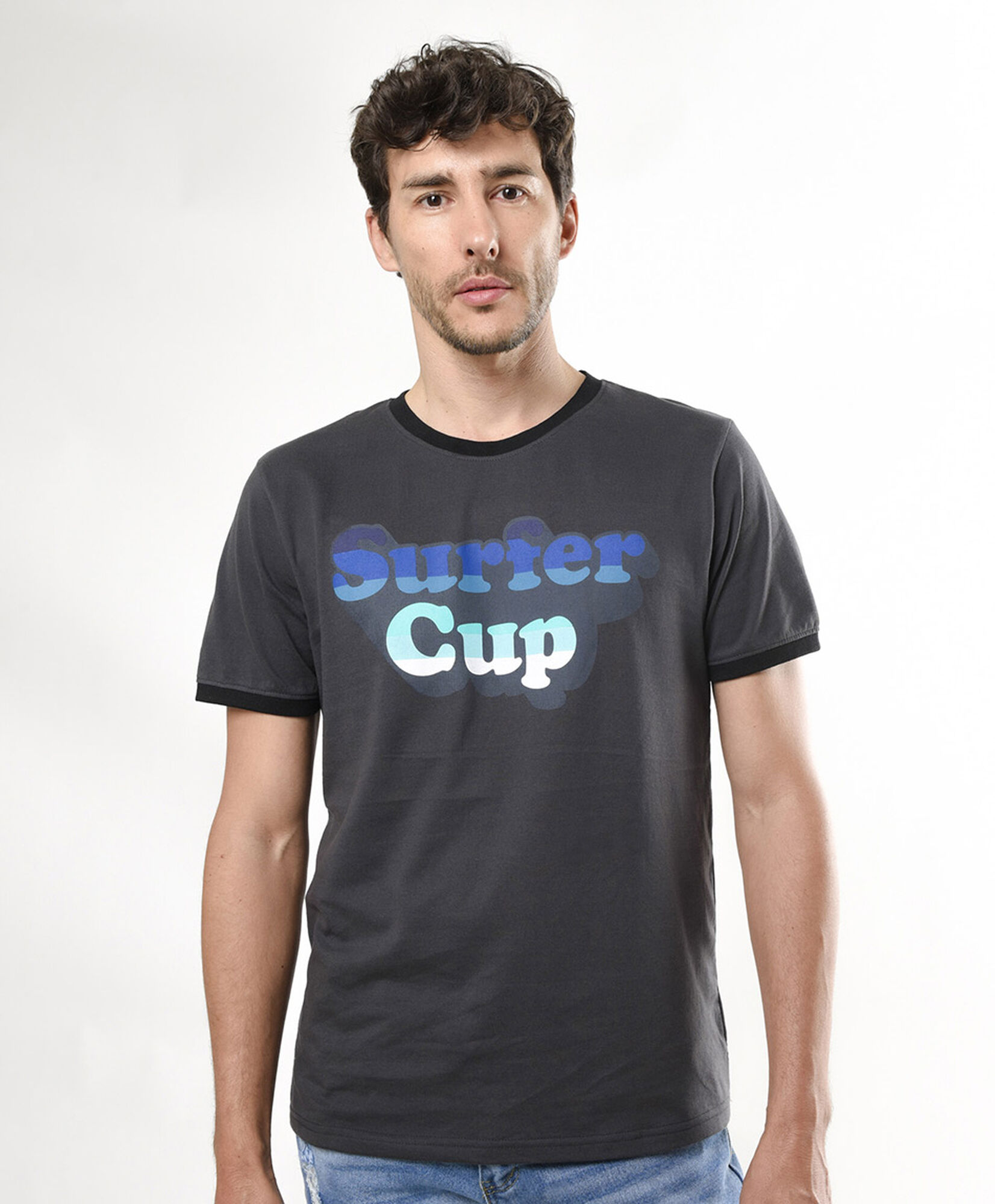 Polera hombre frase bicolor Polera hombre frase bicolor