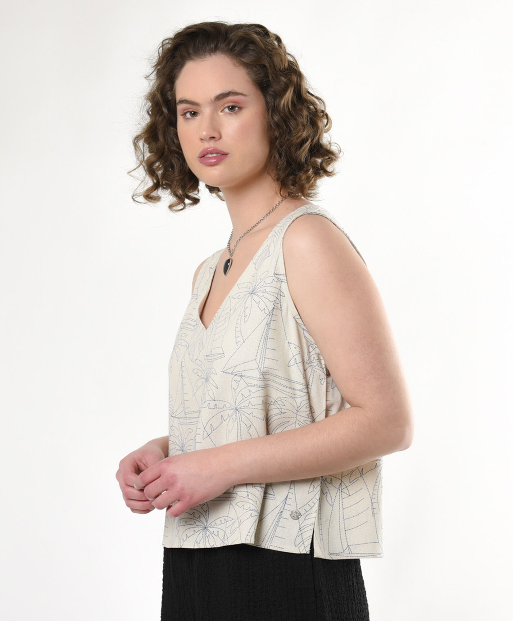 Blusa mujer palmeras lino Blusa mujer palmeras lino