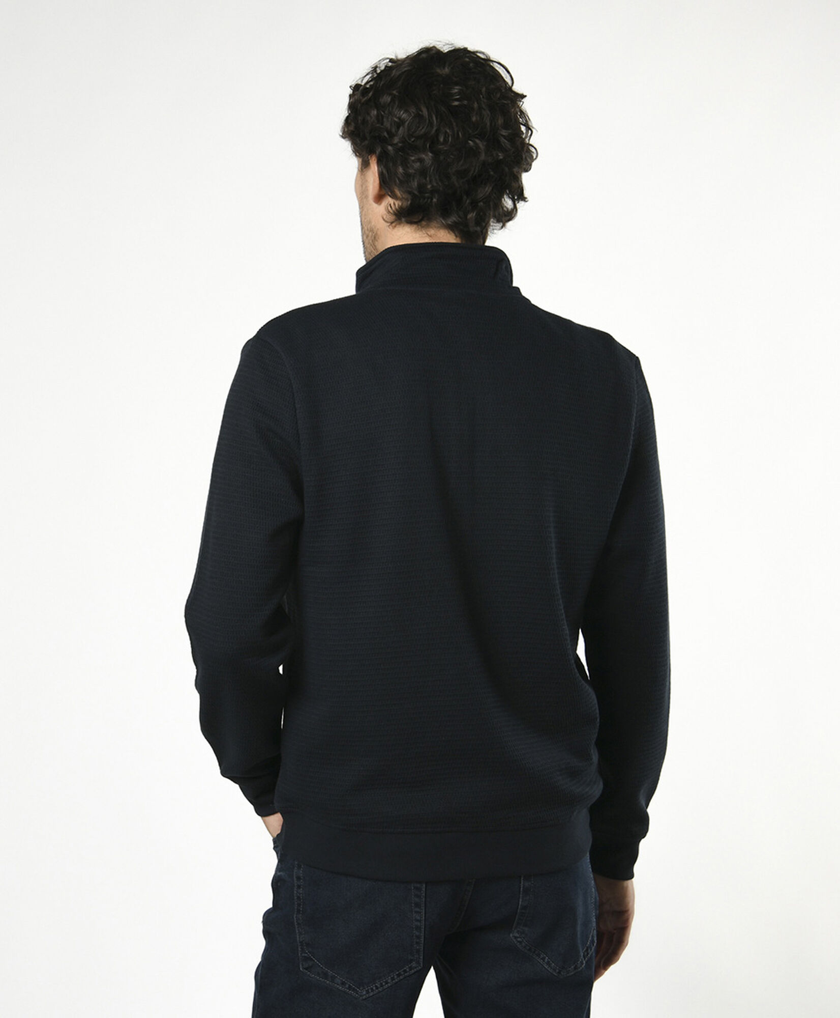 Pullover hombre textura cierre medio Pullover hombre textura cierre medio
