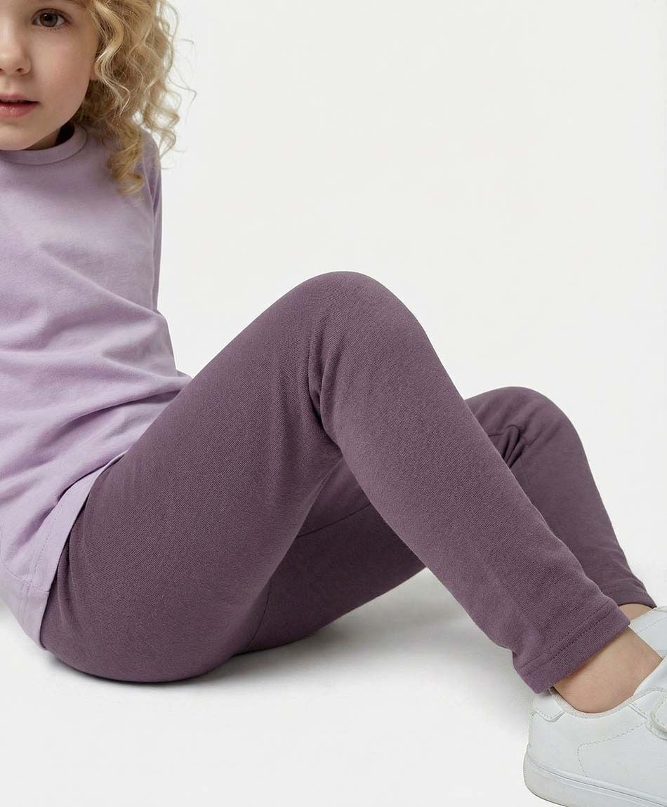 Leggins ni&ntilde;a forrada lisa moradas