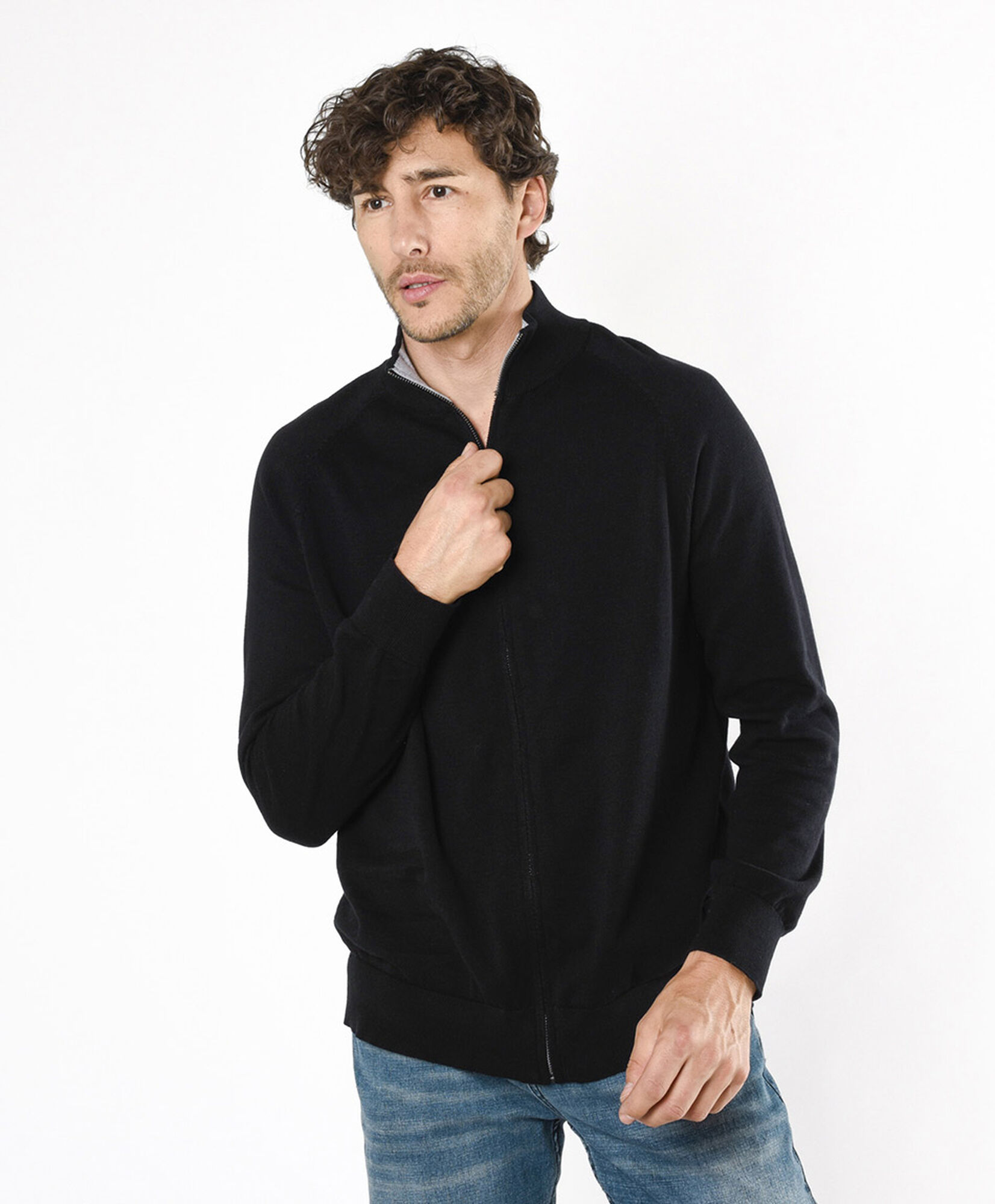 Sweater hombre liso negro cierre Sweater hombre liso negro cierre