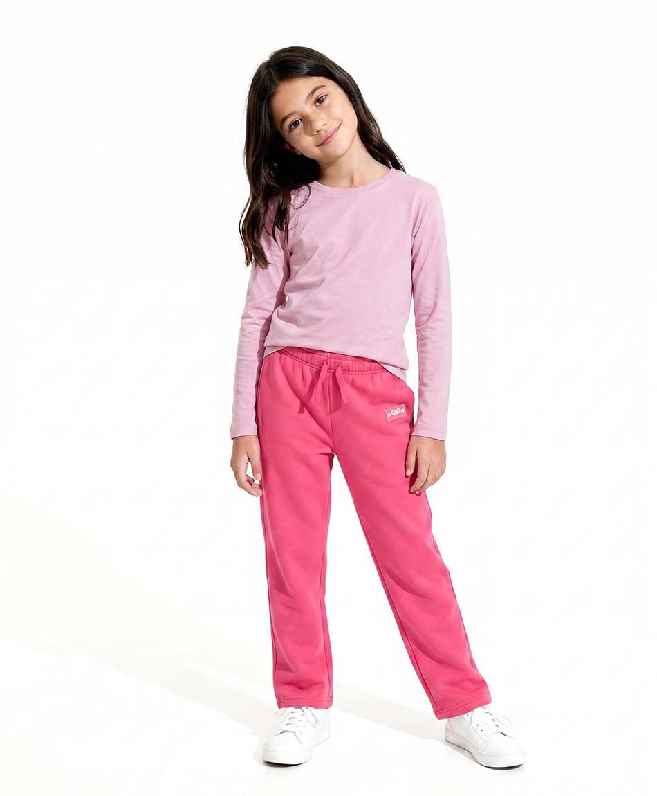 Pantal&oacute;n buzo ni&ntilde;a b&aacute;sico fucsia