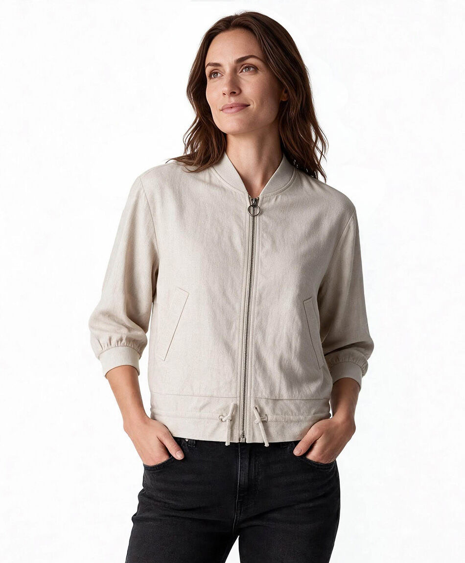 Chaqueta mujer bomber bolsillos lino