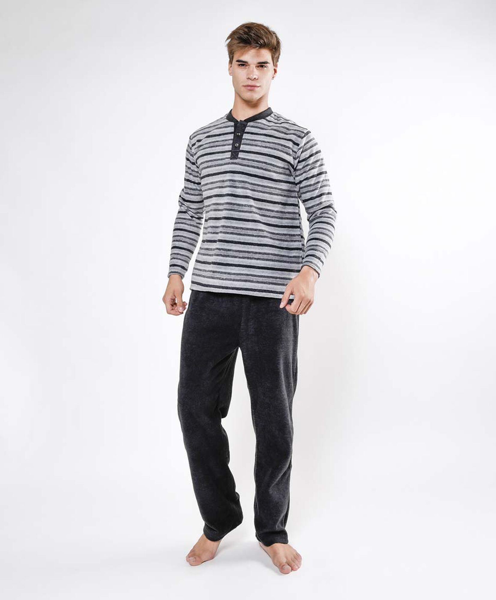 Pijama hombre polar botones 2 piezas Pijama hombre polar botones 2 piezas