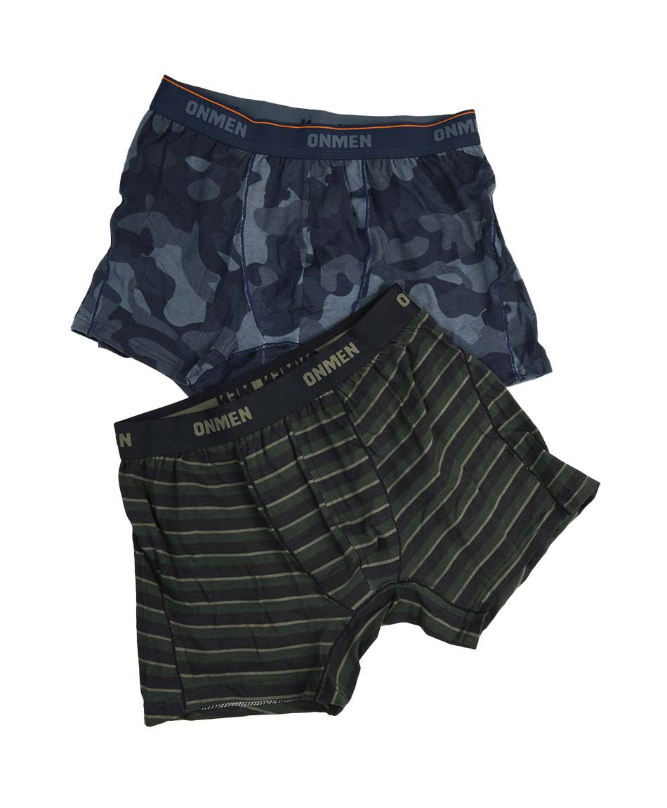 Pack 2 boxer hombre camuflaje y l&iacute;neas