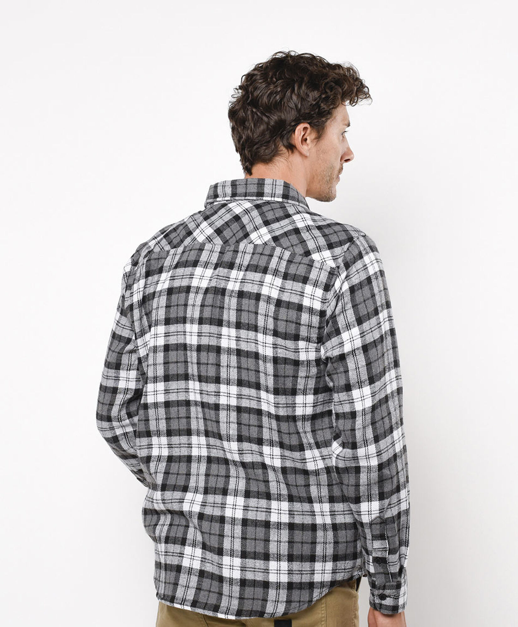 Camisa hombre franela gris y blanco Camisa hombre franela gris y blanco