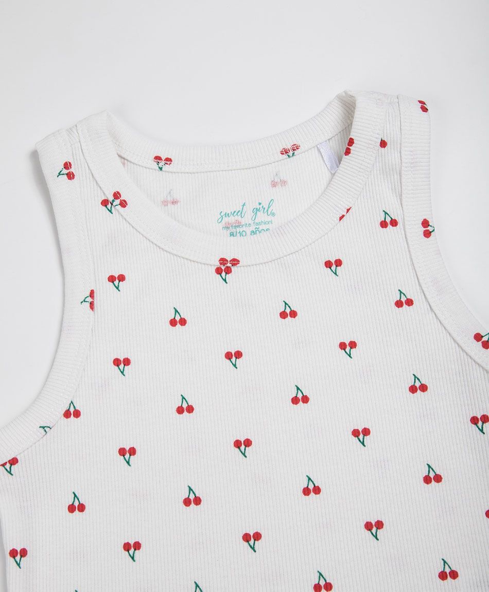Polera ni&ntilde;a cerezas sin mangas