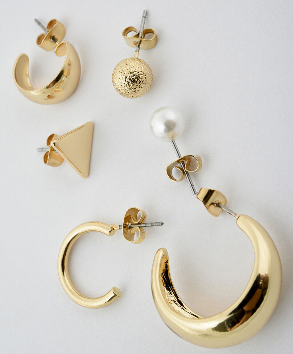 Set aros mujer set dorado 14 piezas