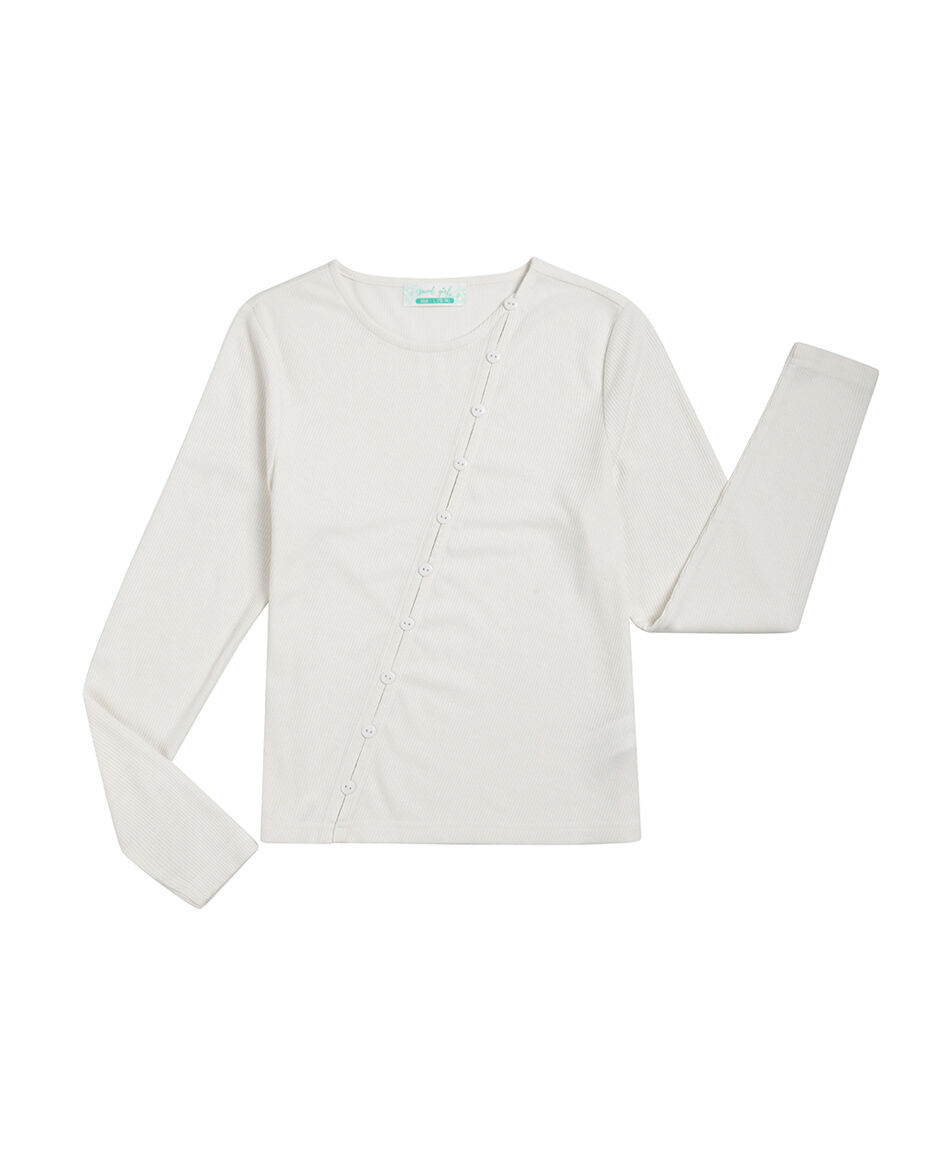 Polera ni&ntilde;a botones white