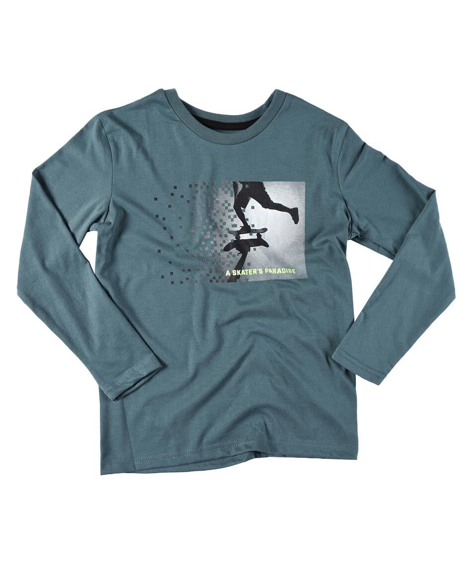 Polera ni&ntilde;o manga larga skate