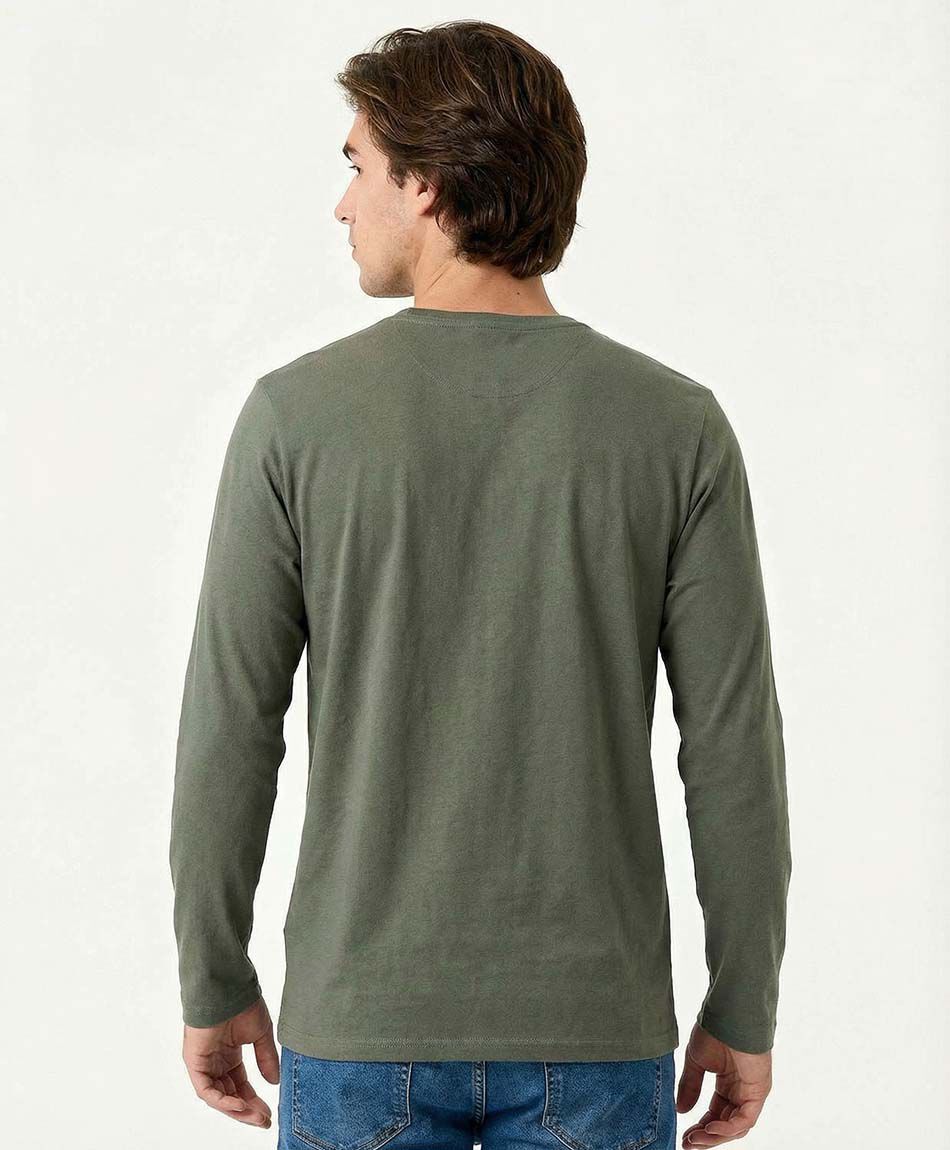 Polera hombre botones manga larga