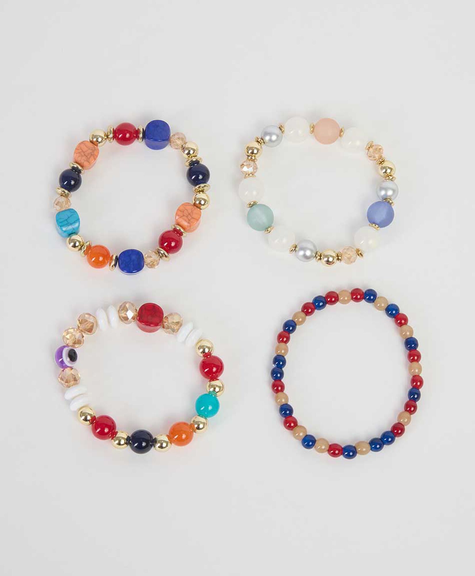 Set 4 pulseras mujer piedras colores Set 4 pulseras mujer piedras colores