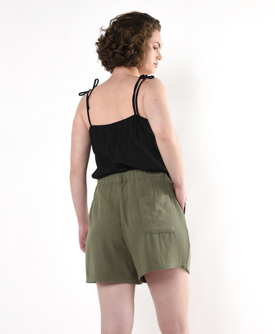 Short mujer verde lino