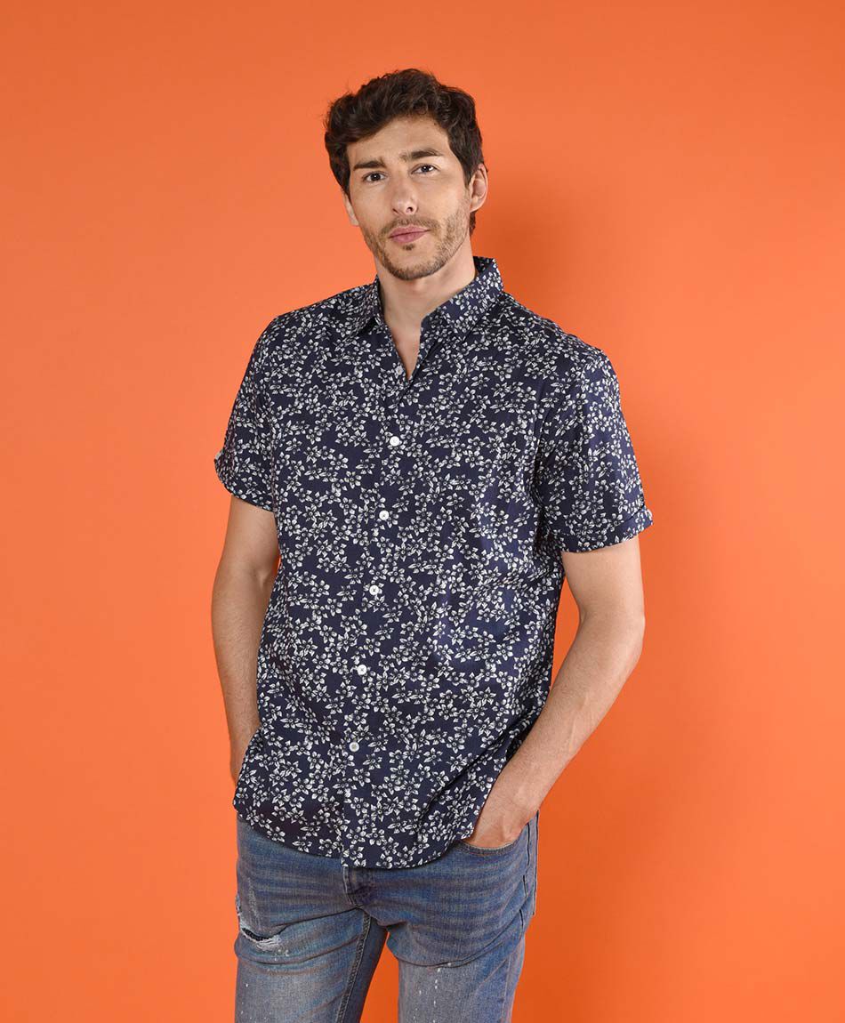 Camisa flores manga corta