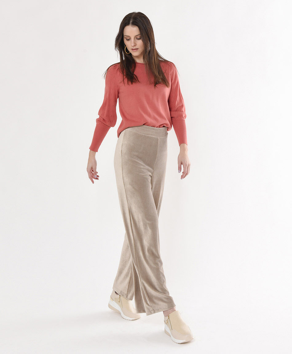 Pantal&oacute;n mujer acanalado wide