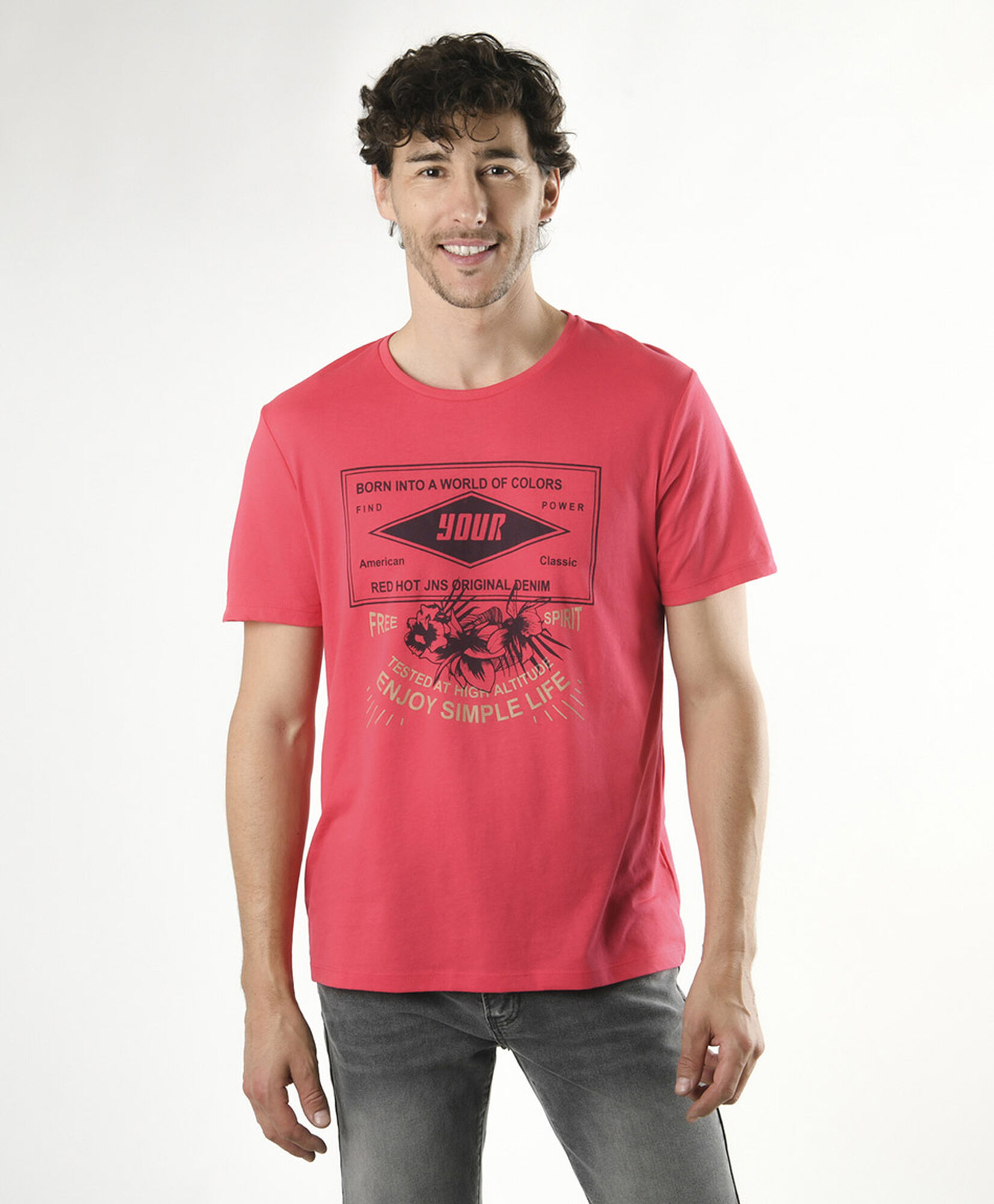 Polera hombre estampada frontal Polera hombre estampada frontal