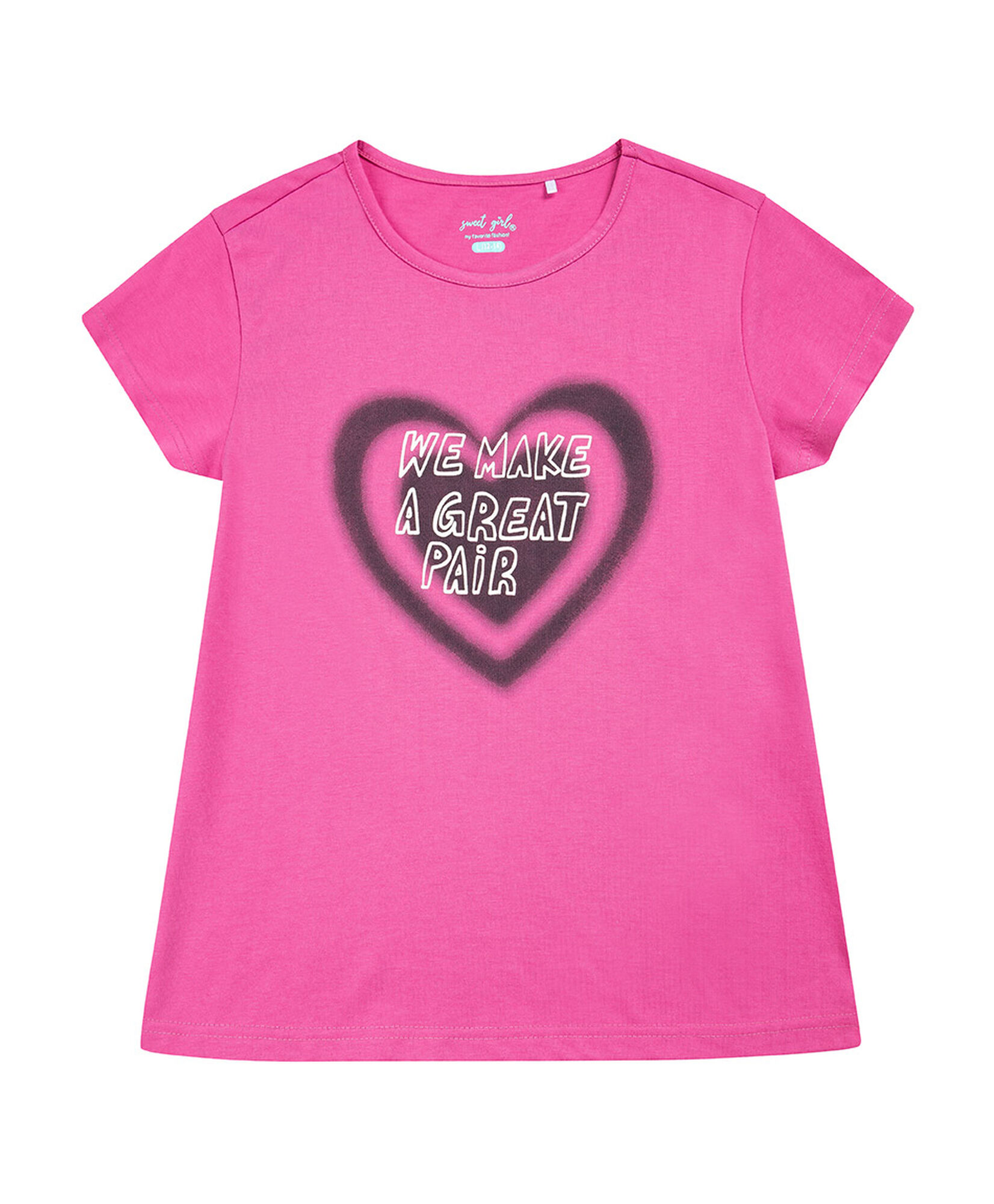 Polera niña fucsia corazón Polera niña fucsia corazón