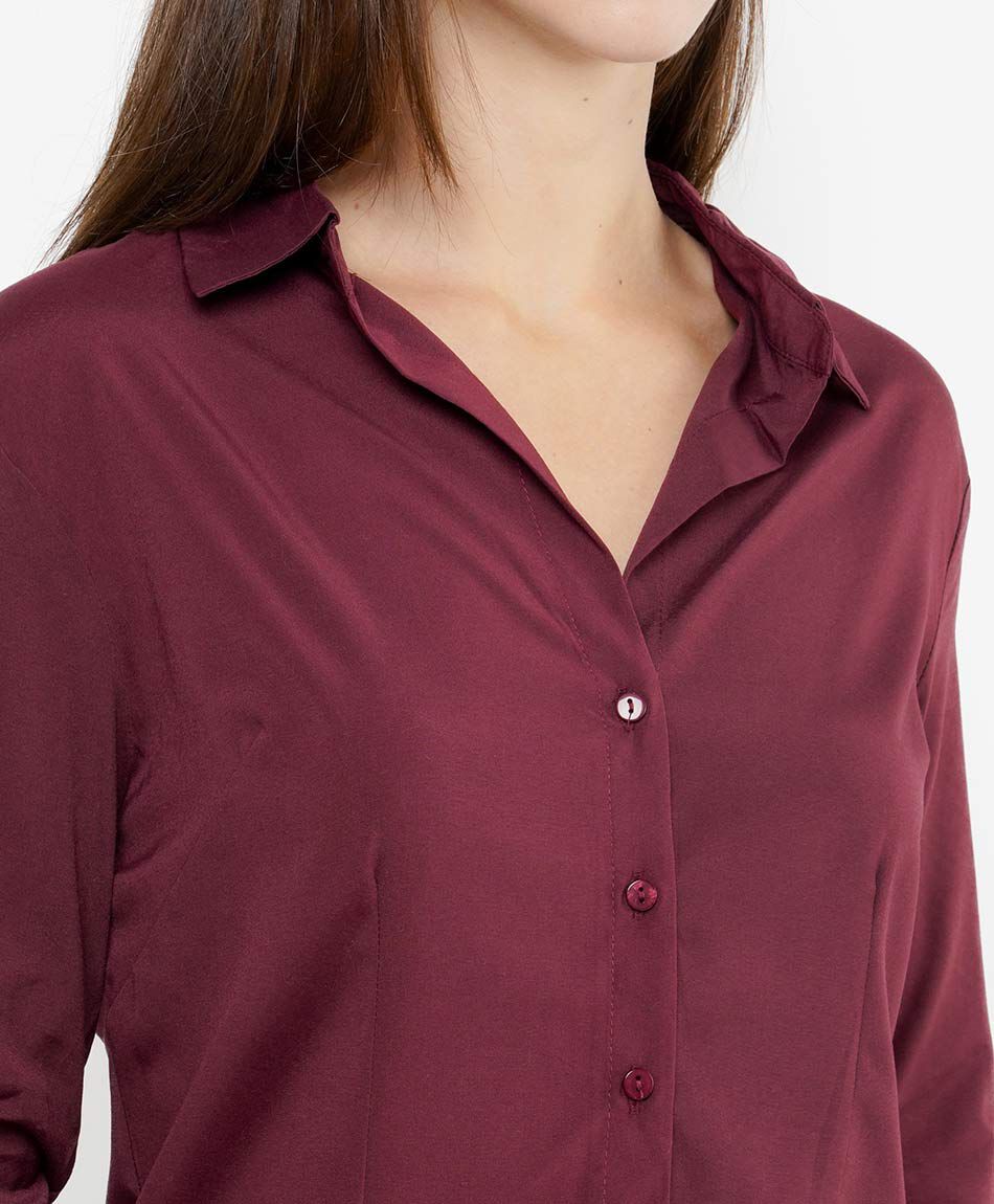 Blusa mujer entallada cranberry