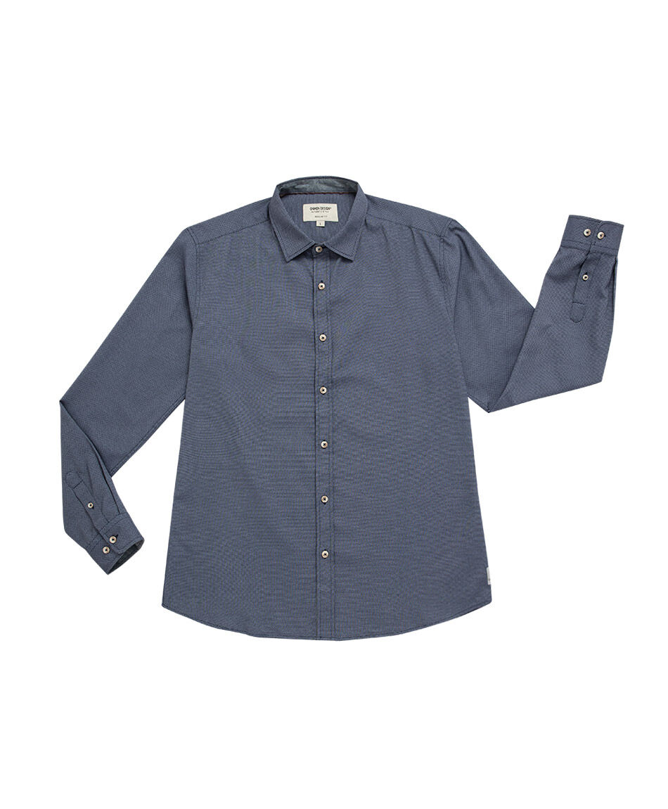 Camisa hombre manga larga textura blue